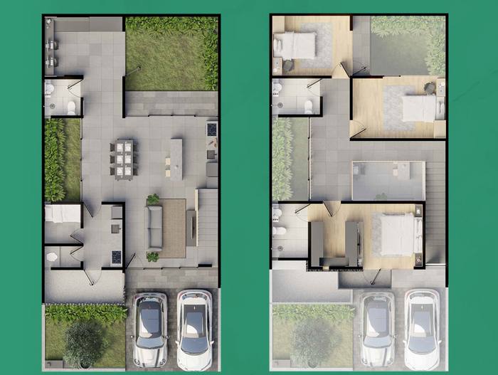 Denah rumah The Prime 9x18 Central Park Juanda
