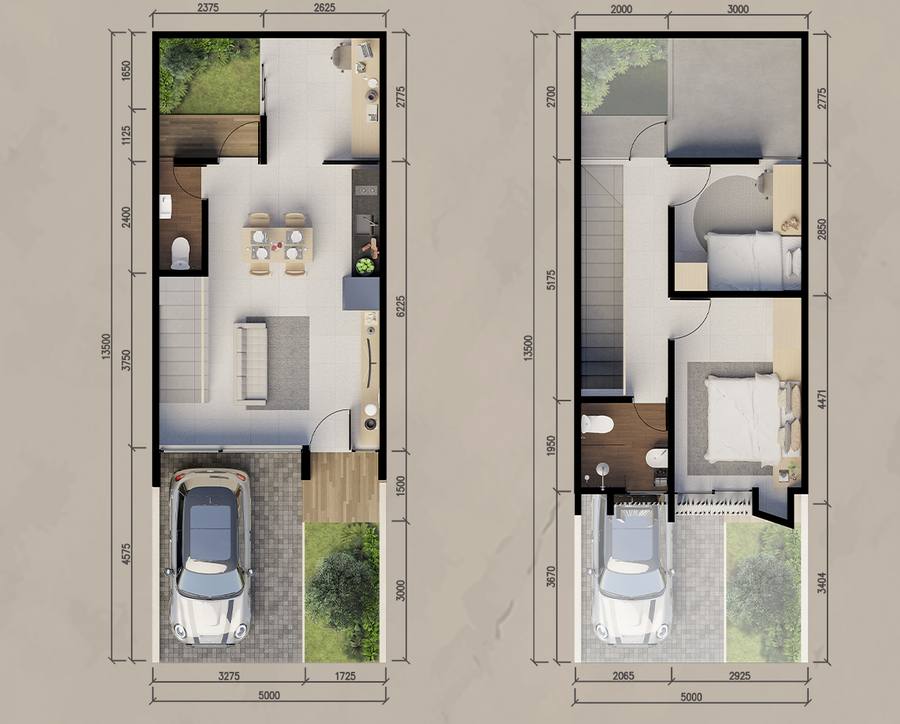Denah rumah Aria 5x13,5 Central Park MERR 5