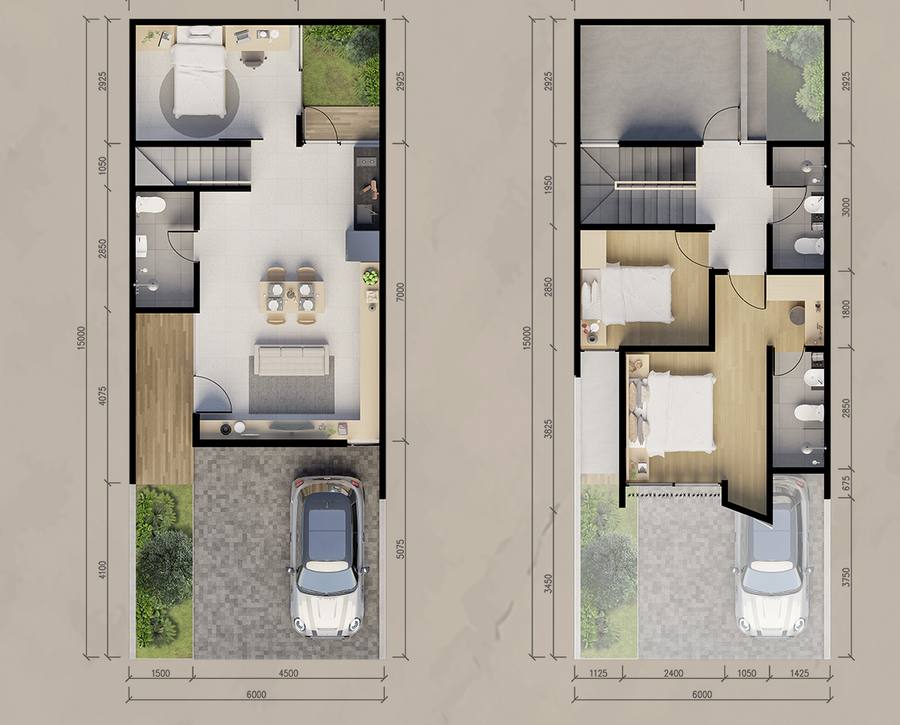 Denah rumah Lumina 6x15 Central Park MERR 5