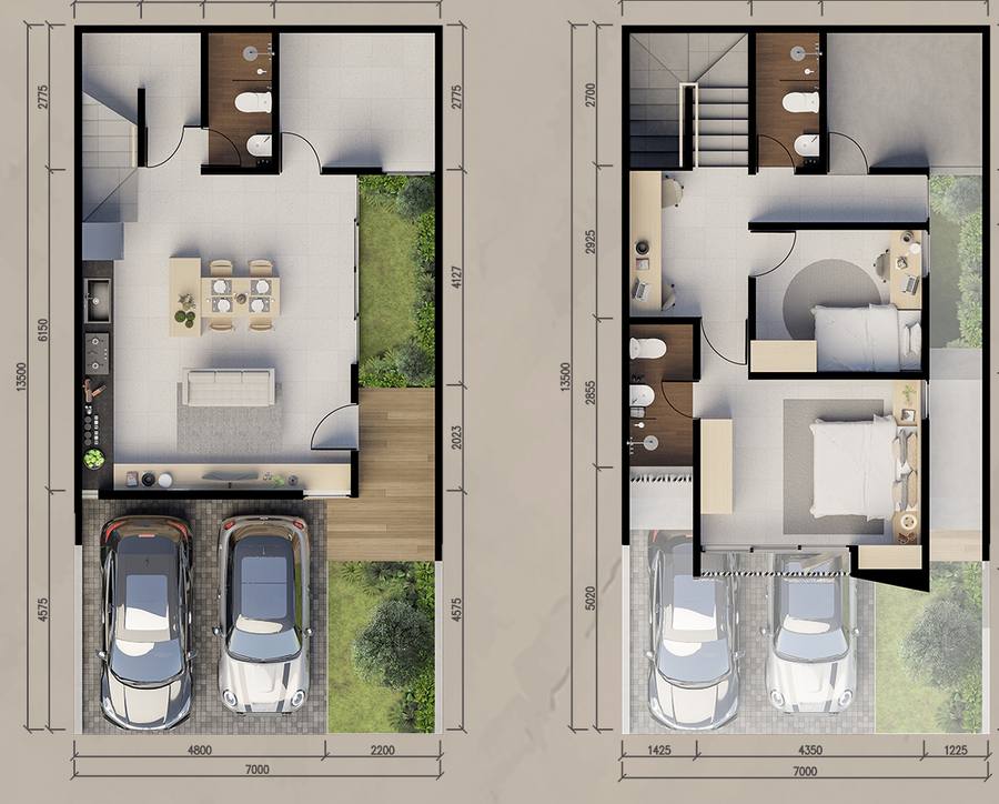 Denah rumah Vista 7x13,5 Central Park MERR 5